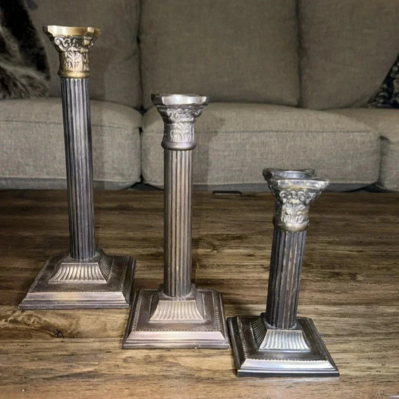 VTG Century Distinctive Gifts Set of 3 Brass Candle Stick Holders - Picture 1 of 16